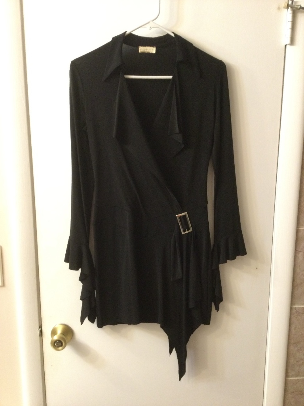 E.Loco Black  Faux Wrap Dress Tunic Top Size T1 ( US Small) Made in France
